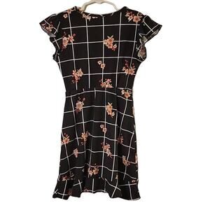 Glitter‎ Girl Sort Sleeve Black and White Midi Dress Size 6X or Size 7